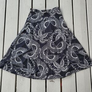 Vintage‎ 70s Hanae Mori Ban-Lon by Vivid Black & White Butterfly A-Line Skirt